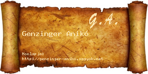 Genzinger Anikó névjegykártya